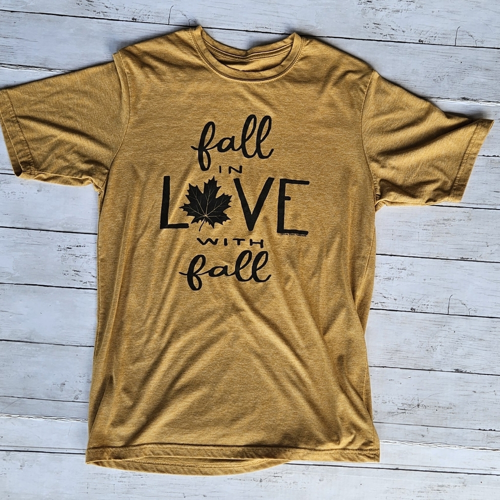 Texas‎ True Threads Fall In Love With Fall Graphic Tee Mustard Yellow Heather S